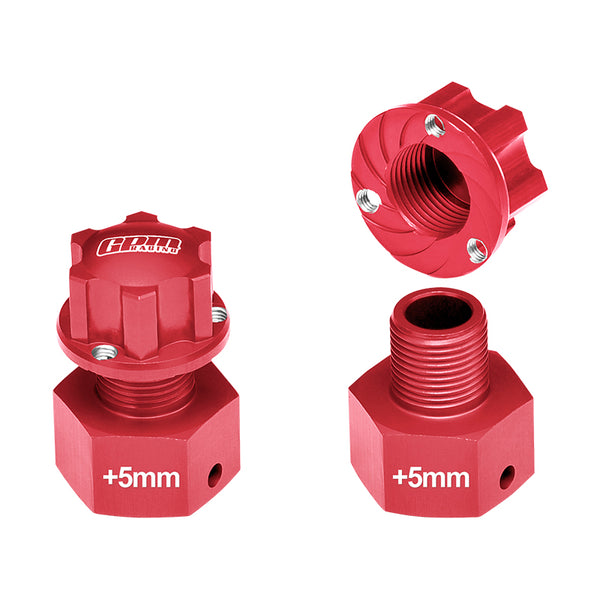 Losi 1/6 Super Baja Rey 4X4 Desert Truck Aluminum Wheel Hex Adapter (+5mm) - 6Pc Set Red