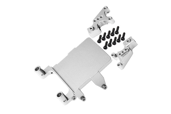 Aluminum Adjustable Front & Rear Damper Mount For Axial 1:24 SCX24 Deadbolt AXI90081 / Jeep Wrangler AXI00002 - 13Pc Set Silver