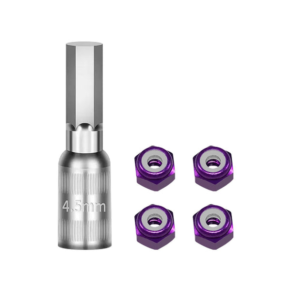 Wheel Nut 4Pcs & Wheel Nut Tool For Axial 1/30 SCX30 Ford Bronco AXI-2048 / Jeep Wrangler AXI-2261 Rock Crawler Upgrades - Purple