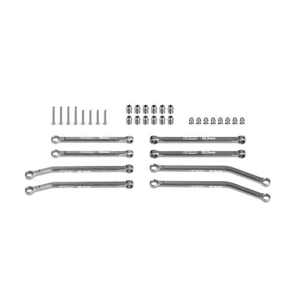 Aluminum 7075-T6 Alloy Front & Rear Link Set For Axial 1/30 SCX30 Ford Bronco AXI-2048 / Jeep Wrangler AXI-2261 Rock Crawler Upgrades - Gray Silver