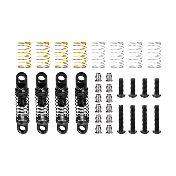 Aluminum Alloy Adjustable Shock Set 22mm For Axial 1/30 SCX30 Ford Bronco AXI-2048 / Jeep Wrangler AXI-2261 Rock Crawler Upgrades - Black