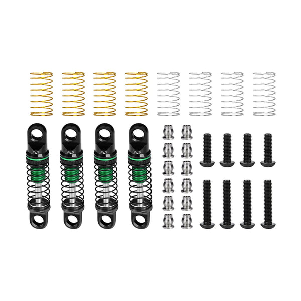Aluminum Alloy Adjustable Shock Set 22mm For Axial 1/30 SCX30 Ford Bronco AXI-2048 / Jeep Wrangler AXI-2261 Rock Crawler Upgrades - Green