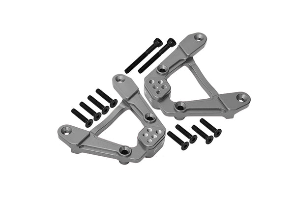 Aluminum Adjustable Rear Damper Mount For Axial 1/6 SCX6 Jeep JLU Wrangler AXI05000 - 12Pc Set Gray Silver