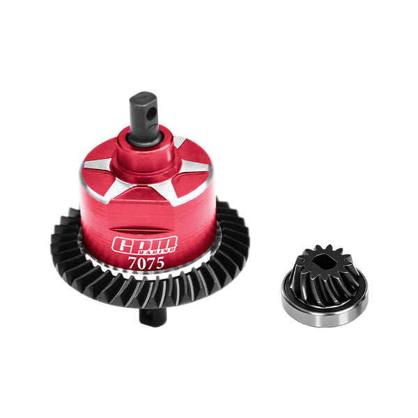 4140 Carbon Steel + Aluminum 7075 Alloy Rear Complete Differential FOR Traxxas 1:10 Slash 4X4 / Slash Low-CG / Hoss 3S / Rustler VXL / 1:7 XO-01 / 1:8 Jato 4X4 VXL Upgrade Parts - Red
