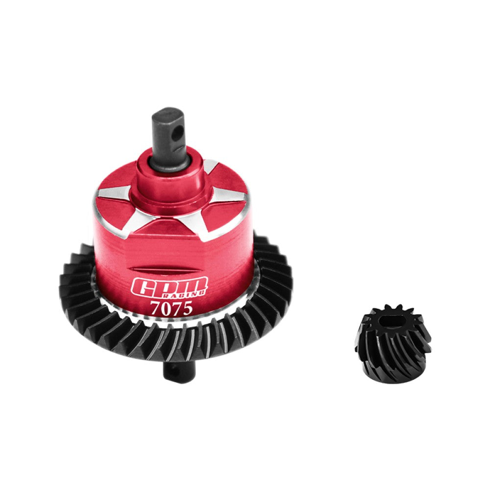 4140 Carbon Steel + Aluminum 7075 Alloy Rear Complete Differential FOR Traxxas 1:10 Slash 4X4 / Slash Low-CG / Hoss 3S / Rustler VXL / 1:7 XO-01 / 1:8 Jato 4X4 VXL Upgrade Parts - Red