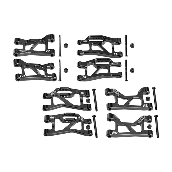 Aluminum 7075-T6 Alloy Front + Rear (Upper & Lower) Suspension Arms For Traxxas 1/16 Mini Slash 4X4 Short Course Truck-108164-1 Upgrades - Black