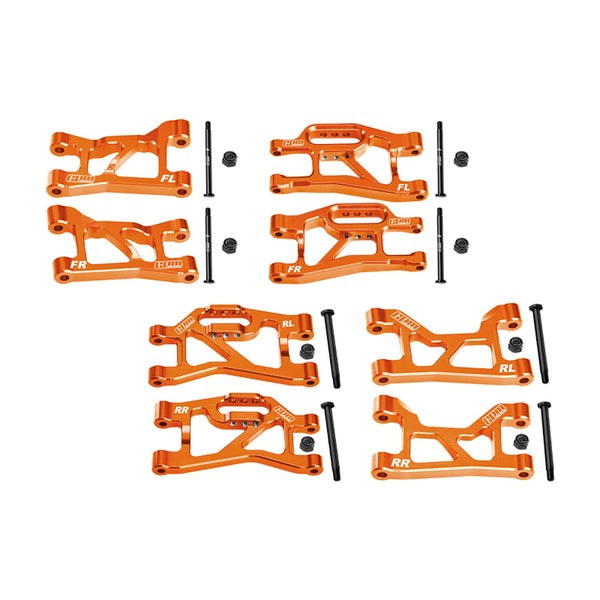 Aluminum 7075-T6 Alloy Front + Rear (Upper & Lower) Suspension Arms For Traxxas 1/16 Mini Slash 4X4 Short Course Truck-108164-1 Upgrades - Orange