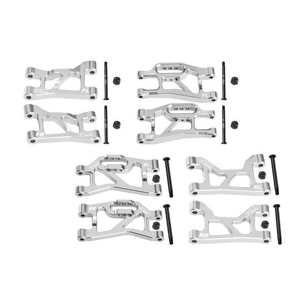 Aluminum 7075-T6 Alloy Front + Rear (Upper & Lower) Suspension Arms For Traxxas 1/16 Mini Slash 4X4 Short Course Truck-108164-1 Upgrades - Silver