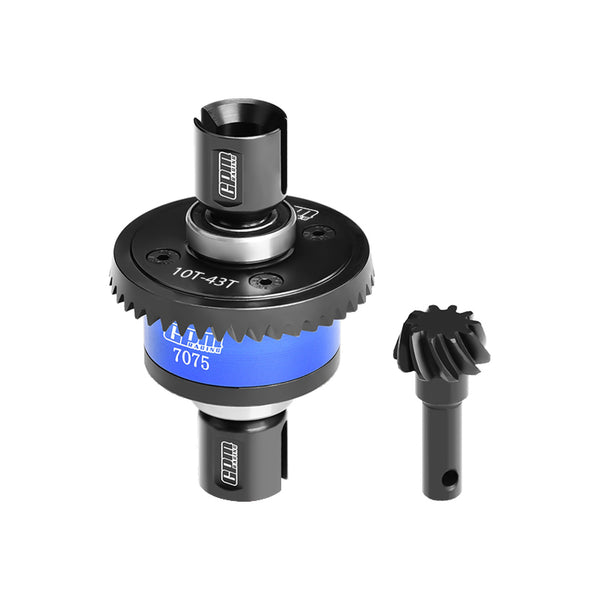 20Crmnti Steel + 7075 Alloy 10/43T Front Or Rear Complete Differential For Traxxas 1/8 4WD Sledge Monster Truck-95076-4 Upgrades - Blue