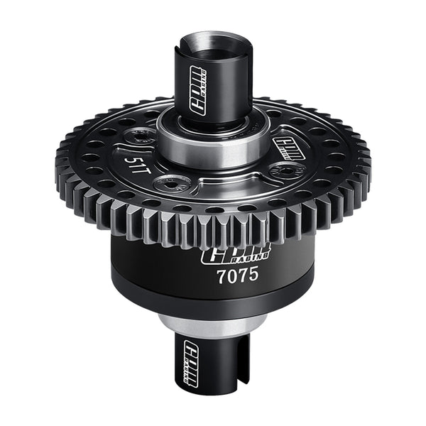 20CrMnTi Steel + 7075 Alloy 51T Center Complete Differential For Traxxas 1/8 4WD Sledge Monster Truck 95076-4 Upgrades - Black