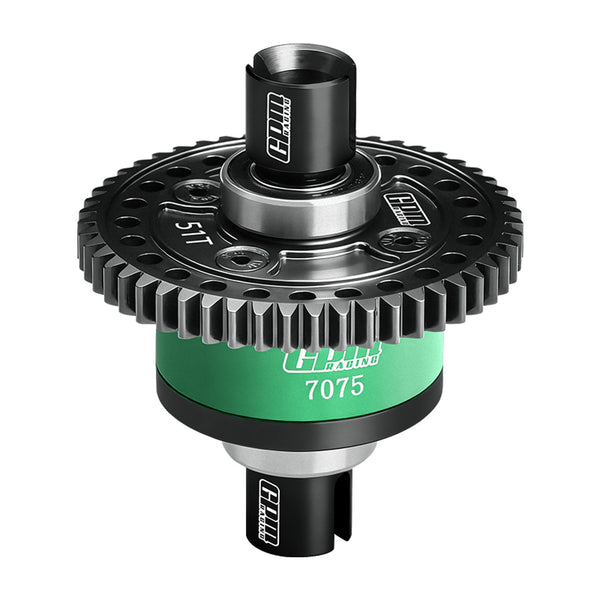 20CrMnTi Steel + 7075 Alloy 51T Center Complete Differential For Traxxas 1/8 4WD Sledge Monster Truck 95076-4 Upgrades - Green