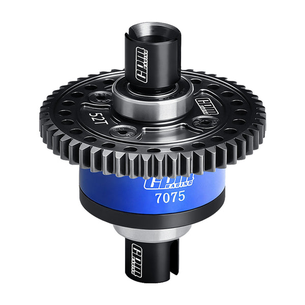 Steel + Aluminum 7075 Alloy 52T Center Complete Differential Set For Traxxas 1/8 4WD Sledge Monster Truck 95076-4 Upgrades - Blue