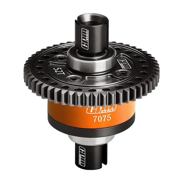 Steel + Aluminum 7075 Alloy 52T Center Complete Differential Set For Traxxas 1/8 4WD Sledge Monster Truck 95076-4 Upgrades - Orange