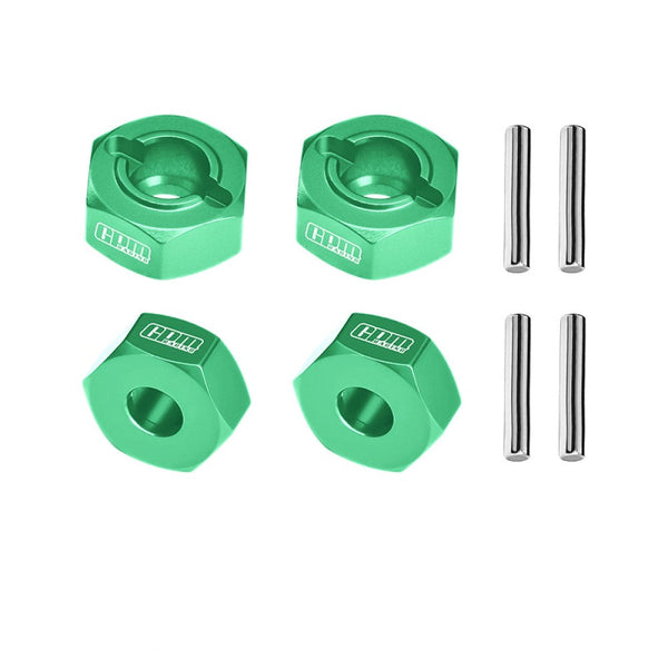 Aluminum 7075-T6 Alloy Front and Rear 12mm Wheel Hub Axle Hole 6mm For Traxxas 1:10 Ford Fiesta ST / Bigfoot 2S / Rustler 2S / Slash 4X4 VXL / Ford Raptor R / Stampede / 1:8 JATO 4X4 VXL - Green