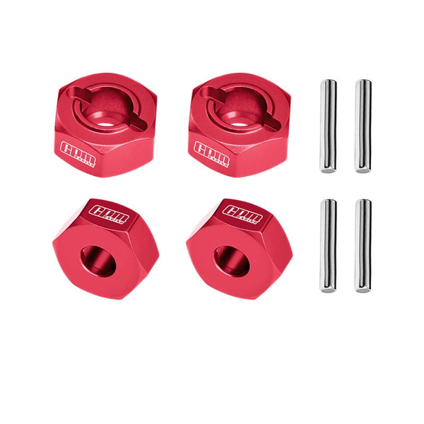 Aluminum 7075-T6 Alloy Front and Rear 12mm Wheel Hub Axle Hole 6mm For Traxxas 1:10 Ford Fiesta ST / Bigfoot 2S / Rustler 2S / Slash 4X4 VXL / Ford Raptor R / Stampede / 1:8 JATO 4X4 VXL - Red