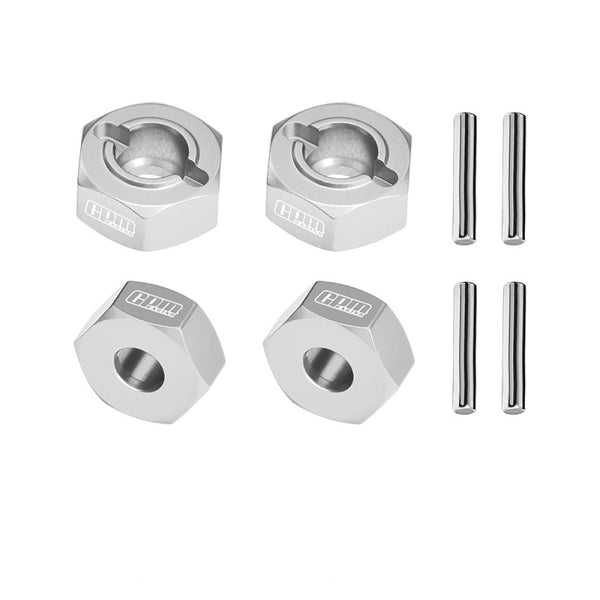 Aluminum 7075-T6 Alloy Front and Rear 12mm Wheel Hub Axle Hole 6mm For Traxxas 1:10 Ford Fiesta ST / Bigfoot 2S / Rustler 2S / Slash 4X4 VXL / Ford Raptor R / Stampede / 1:8 JATO 4X4 VXL - Silver