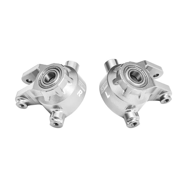 Aluminum 7075 Alloy Front Steering Blocks With Oversize Bearing For Traxxas 1:8 JATO 4X4 VXL / 1:10 BIGFOOT / FORD F-150 RAPTOR / RUSTLER / SLASH / STAMPEDE / FORD FIESTA ST RALLY - Silver