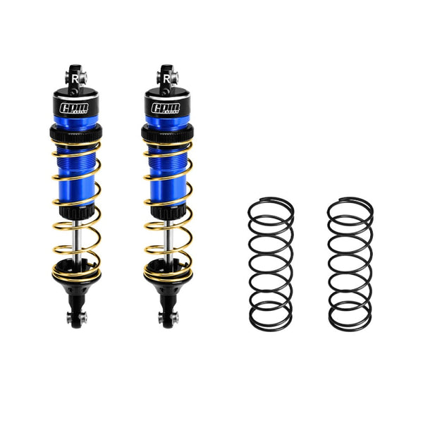 Aluminum 6061-T6 Alloy Rear Adjustable Spring Shock 104mm For Traxxas 1:8 JATO 4X4 VXL Brushless / 1:10 Rustler 4X4 Ultimate / Slash Ultimate / Slash Mudboss Racer Upgrades - Blue