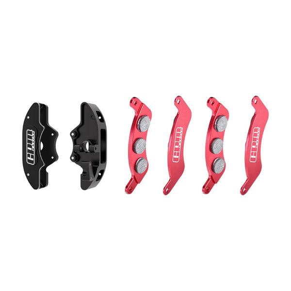 Aluminum 7075-T6 Alloy Front Brake Calipers & Brake Pads Left & Right For Traxxas 1/6 FUNCO PRO SCALE 2WD SAND CAR 8S-109076-4 Upgrades - Black