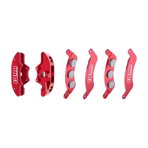 Aluminum 7075-T6 Alloy Front Brake Calipers & Brake Pads Left & Right For Traxxas 1/6 FUNCO PRO SCALE 2WD SAND CAR 8S-109076-4 Upgrades - Red