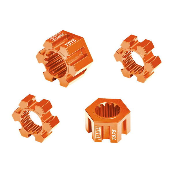 Aluminum 7075-T6 Alloy 24mm Wheel Hex Hubs For Traxxas 1/6 Funco Pro Scale 2WD Sand Car 8S-109076-4 Upgrades - Orange