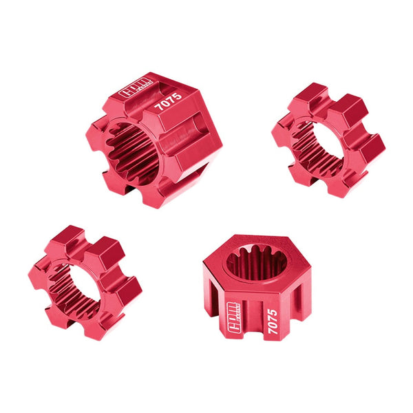 Aluminum 7075-T6 Alloy 24mm Wheel Hex Hubs For Traxxas 1/6 Funco Pro Scale 2WD Sand Car 8S-109076-4 Upgrades - Red