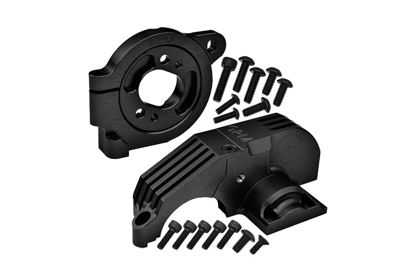 Redesigned Aluminum 7075 Alloy Adjustable Motor Mounts & Main Gear Cover For Traxxas 1/8 4WD Maxx Slash 6S-102076-4 / 1:10 4WD Maxx-89076-4  / 1:10 Maxx with WideMAXX-89086-4 Monster Truck - Black