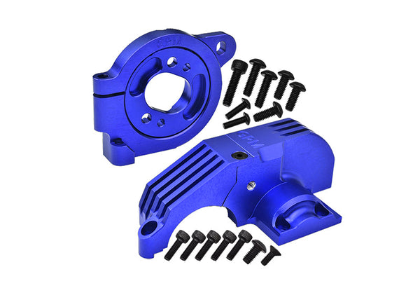 Redesigned Aluminum 7075 Alloy Adjustable Motor Mounts & Main Gear Cover For Traxxas 1/8 4WD Maxx Slash 6S-102076-4 / 1:10 4WD Maxx-89076-4 / 1:10 Maxx with WideMAXX-89086-4 Monster Truck - Blue