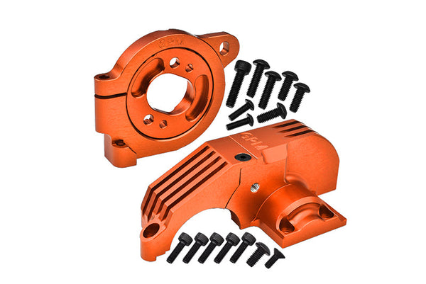 Redesigned Aluminum 7075 Alloy Adjustable Motor Mounts & Main Gear Cover For Traxxas 1/8 4WD Maxx Slash 6S-102076-4 / 1:10 4WD Maxx-89076-4 / 1:10 Maxx with WideMAXX-89086-4 Monster Truck - Orange