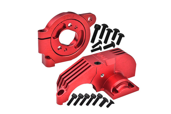 Redesigned Aluminum 7075 Alloy Adjustable Motor Mounts & Main Gear Cover For Traxxas 1/8 4WD Maxx Slash 6S-102076-4 / 1:10 4WD Maxx-89076-4 / 1:10 Maxx with WideMAXX-89086-4 Monster Truck - Red