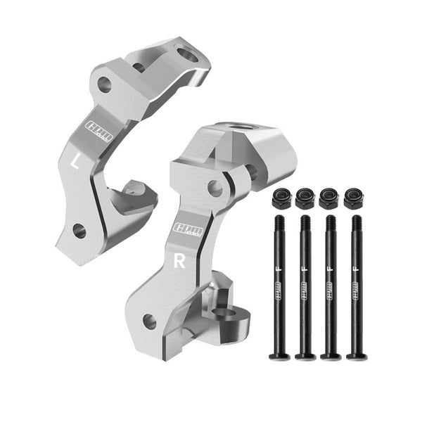 Aluminum 7075 Alloy Front Caster Blocks C-Hubs For Traxxas 1/16 Mini Maxx 4WD RTR Brushless Monster Truck 107154-1 Upgrades - Silver