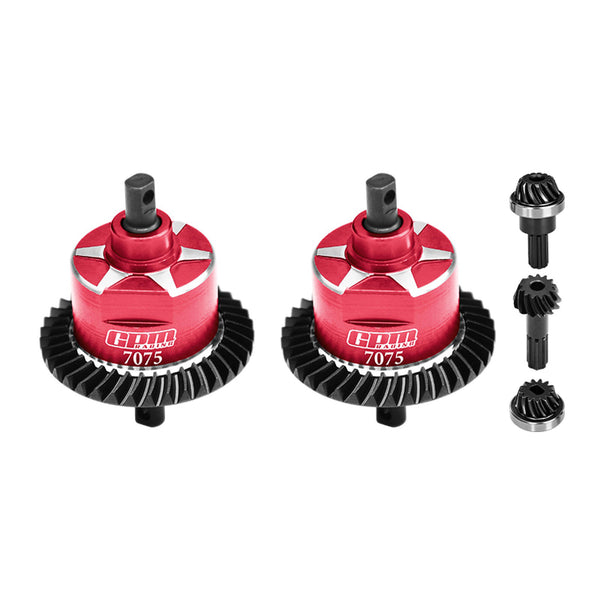 4140 Carbon Steel + 7075 Alloy Front & Rear Complete Differential for Traxxas 1:16 Mini Maxx 4WD 107154-1 / Mini XRT VXL-3S 108076-1 Monster Truck Upgrades - Red