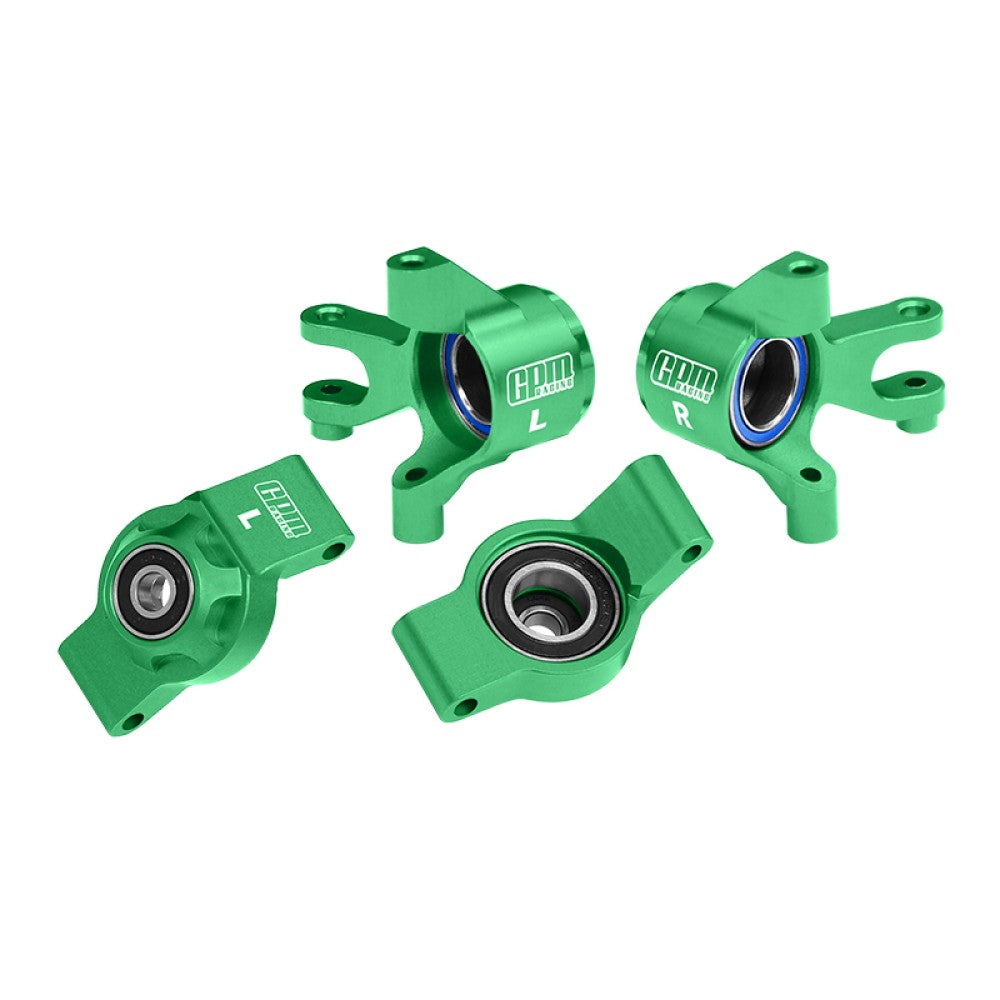 Aluminum 7075 Alloy Front Steering Blocks & Rear Hub Stub Axle Carriers With Oversize Bearing For Traxxas 1/16 Mini Maxx 4WD RTR Brushless Monster Truck 107154-1 Upgrades - Green