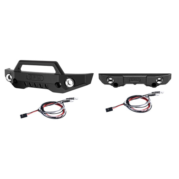 Aluminum 7075 Alloy Front Bumper & Rear Bumper With LED Lights For Traxxas 1/16 Mini Maxx 4WD RTR Brushless Monster Truck 107154-1 Upgrades - Black