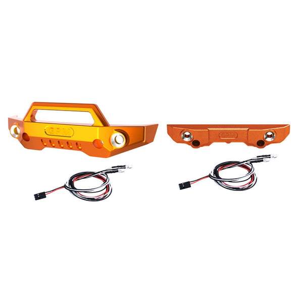 Aluminum 7075 Alloy Front Bumper & Rear Bumper With LED Lights For Traxxas 1/16 Mini Maxx 4WD RTR Brushless Monster Truck 107154-1 Upgrades - Orange