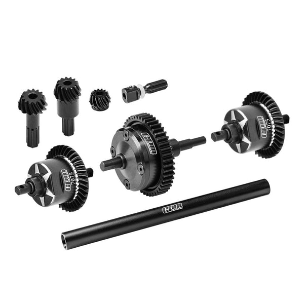 4140 Carbon Steel + 7075 Alloy Front & Centre & Rear Complete Differential For Traxxas 1/16 Mini Maxx 4WD RTR Brushless Monster Truck 107154-1 Upgrades - Black