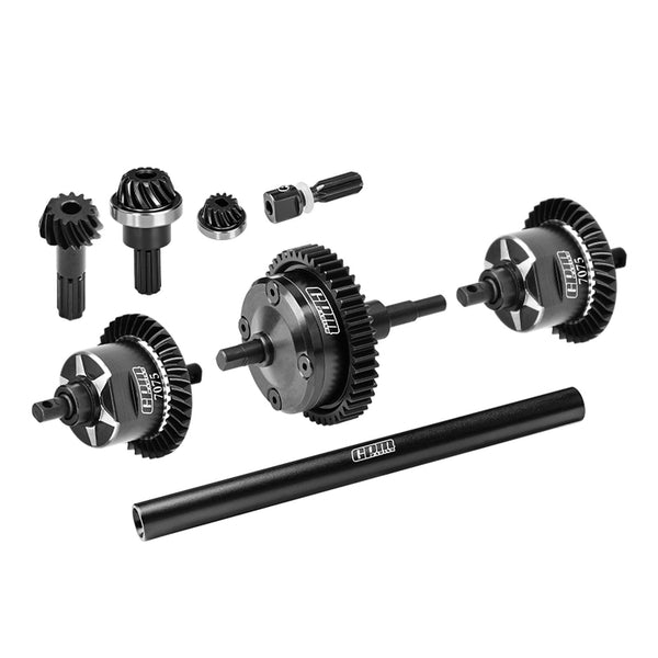 4140 Carbon Steel + 7075 Alloy Front & Centre & Rear Complete Differential for Traxxas 1:16 Mini Maxx 4WD 107154-1 / Mini XRT VXL-3S 108076-1 Monster Truck Upgrades - Black