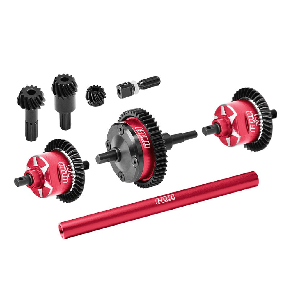 4140 Carbon Steel + 7075 Alloy Front & Centre & Rear Complete Differential For Traxxas 1/16 Mini Maxx 4WD RTR Brushless Monster Truck 107154-1 Upgrades - Red