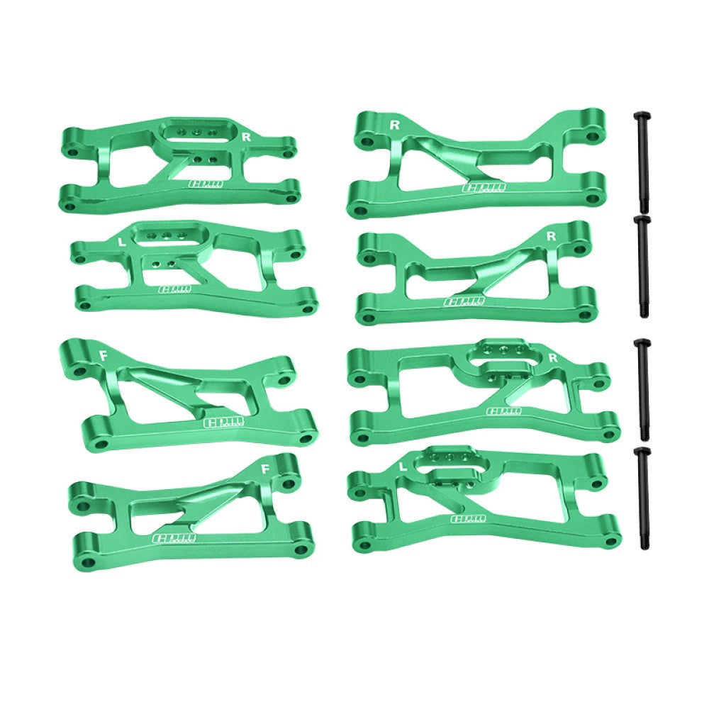Aluminum 7075 Alloy Front Upper & Lower + Rear Upper & Lower Suspension Arms For Traxxas 1/16 Mini Maxx 4WD RTR Brushless Monster Truck 107154-1 Upgrades - Green
