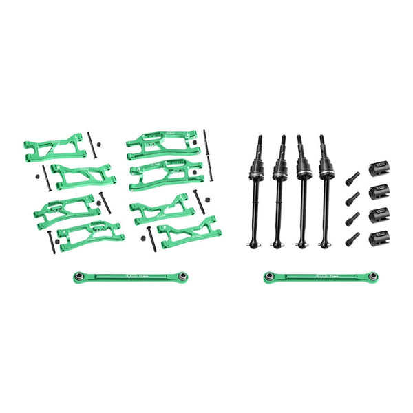 Aluminum 7075 Alloy Widemaxx Suspension Kit For Traxxas 1:16 Mini Maxx / Mini XRT VXL 3S Monster Truck Upgrades - Green