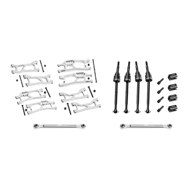 Aluminum 7075 Alloy Widemaxx Suspension Kit For Traxxas 1:16 Mini Maxx / Mini XRT VXL 3S Monster Truck Upgrades - Silver