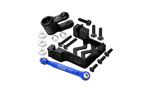 Aluminum Servo Mount + Aluminum Tie Rod + 25T Aluminum Servo Horn For Traxxas 1/10 Maxx 4WD Monster Truck (89076-4) - 16Pc Set Black