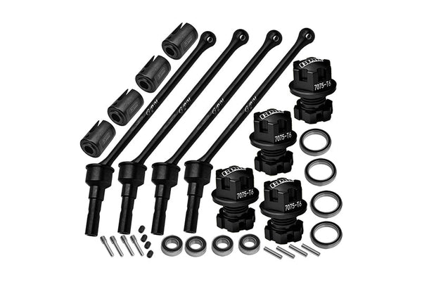 Carbon Steel Front And Rear Extend Cvd Drive Shaft (110mm) With Aluminum 7075 Wheel Lock + Hex Claw For Traxxas 1/10 Maxx With WideMAXX Monster Truck 89086-4 Upgrades - Black