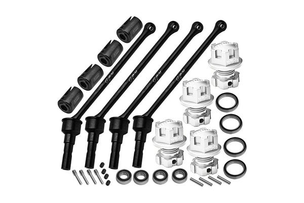 Carbon Steel Front And Rear Extend Cvd Drive Shaft (110mm) With Aluminum 7075 Wheel Lock + Hex Claw For Traxxas 1/10 Maxx With WideMAXX Monster Truck 89086-4 Upgrades - Silver