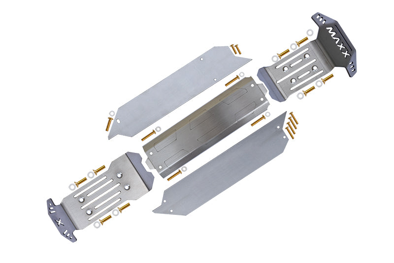 Stainless Steel Chassis Protection Plate (Full Set Of Cutting + Hollow Version) For Traxxas 1/10 Maxx With WideMAXX Monster Truck 89086-4 - 38Pc Set
