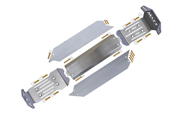 Stainless Steel Chassis Protection Plate (Full Set Of Cutting + Hollow Version) For Traxxas 1/10 Maxx With WideMAXX Monster Truck 89086-4 - 38Pc Set