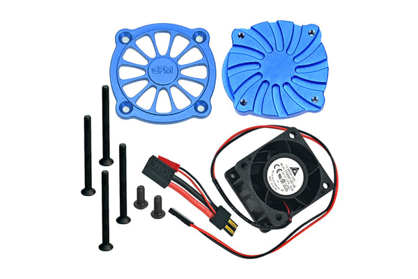 Traxxas Unlimited Desert Racer 4X4 (#85076-4) Aluminum Motor Heatsink With Cooling Fan - 1 Set Blue