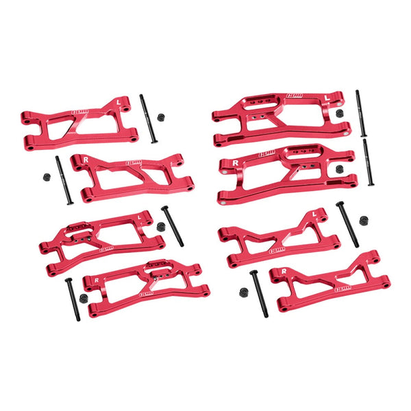 Aluminum 7075 Alloy Front + Rear (Upper & Lower) Suspension Arms For Traxxas 1/16 Mini XRT VXL-3S 108076-1 Monster Truck Upgrades - Red