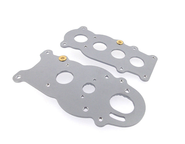 Tamiya Ford F350 High-Lift Aluminum Gear Box Plate - 2Pcs Gray Silver