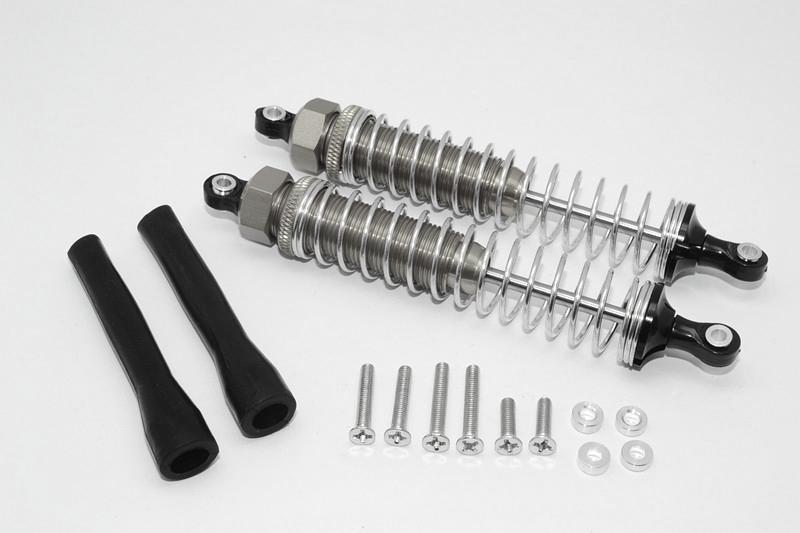 Off-Road - Plastic Ball Top Damper (105mm) With Dust-Proof Black Plastic Cover & Washers & Screws - 1Pr Set Gray Silver